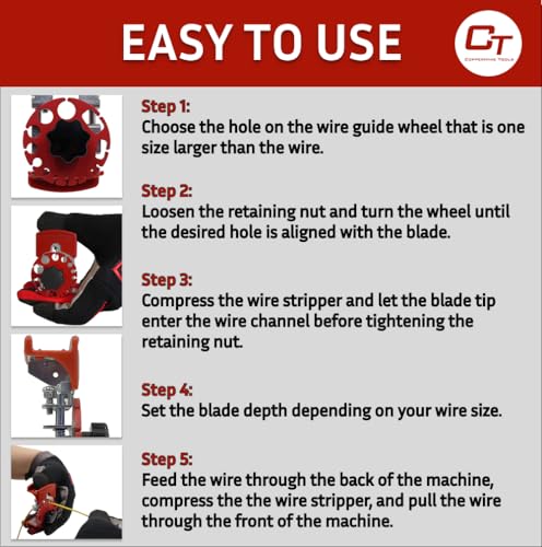 CopperMine CT-102 Manual Copper Wire Stripper Tool, Portable Handheld Wire Stripping Tool for Scrap Copper Recycling, Adjustable Cable Stripper for Solid & Stranded Electrical Wire 24 AWG to 10 AWG