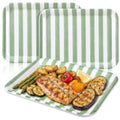 JarThenaAMCS 3Pcs Sage Green Stripe Serving Trays Hand Painted Striped Serving Dish Reusable Melamine Platter for Wedding Birthday Baby Shower Graduation Party Sharing Food Supplies