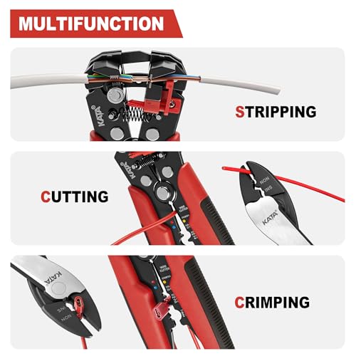 KATA Wire Crimper and Automatic Wire Stripper Tool Set for Electrical Work - color: 2pc Red