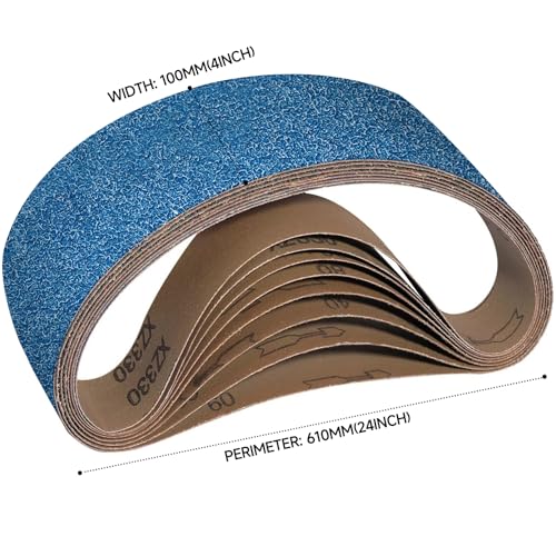 10-Piece Premium 4 x 24 Inch Zirconia Sanding Belts 40-400 Grit - color: Mix Grit, size: 4x24 Inch