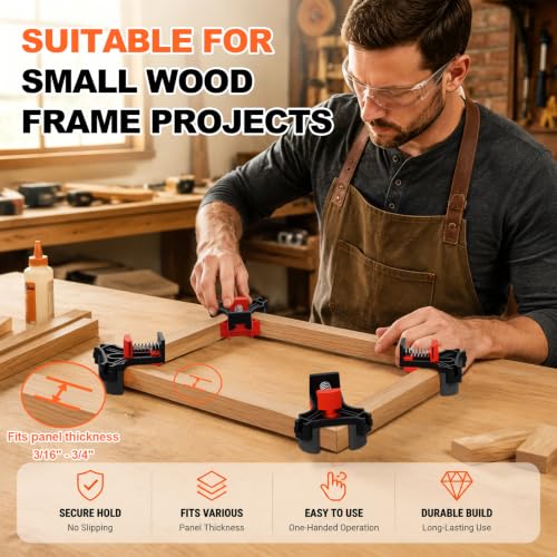 WETOLS 90 Degree Corner Clamp Set, 4 Pcs Adjustable Clamps for Woodworking