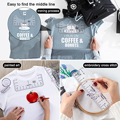 12pcs Tshirt Ruler Guide for Vinyl Alignment, T Shirt Measurement Accessories Tools for Cricut Heat Press & Cameo & HTV Transfer Vinyl, Stocking Stuffers Gifts for Women，Christmas Gifts for Mom - style: Tshirt Ruler-12-Balck
