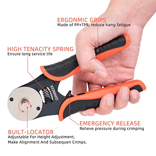 Deutsch Crimp Tool Closed Barrel Crimper 4 Way Indent 8 Impression Type Pin Crimping Tool for Deutsch Connector 14, 16, 18 AWG