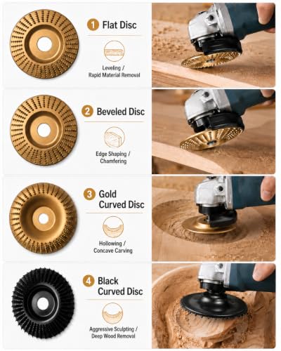 4PCS Angle Grinder Polishing Pad, Wood Carving Disc Set