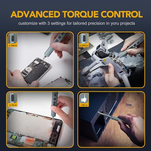 VIGRUE Electric Screwdriver, 155 IN 1 Mini Precision Screwdriver Set, 3 Torque Settings with 140 Magnetic Precision Bits, Power 650mAh Cordless Screwdriver Kit for Laptop Camera Watch Drones Repair
