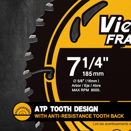 7-1/4" 40T Circular Saw Blade, 5/8" Arbor, 1-Pack for Wood Cutting - size: 7-1/4 40T 1PC