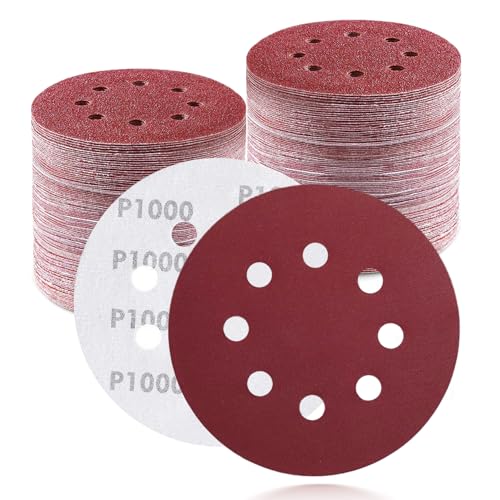 100Pcs 5 Inch Sanding Discs 1000 Grit, Round Hook and Loop Sandpaper for Random Orbital Sander Pads(1000 Grit) - style: 1000G 100pcs