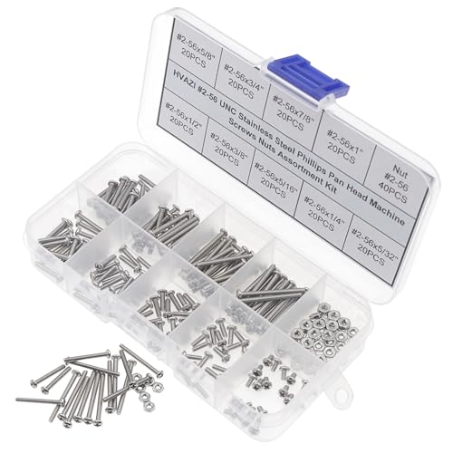#2-56 UNC 304 Stainless Steel Phillips Pan Head Screw & Hex Nut Kit - size: #2-56UNC