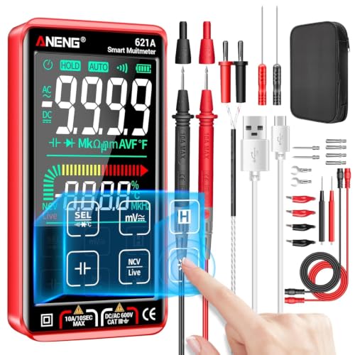 ANENG Digital Multimeter Smart Touch TRMS 9999 Count, Rechargeable with NCV - style: 621A Backlit Color Touch Screen