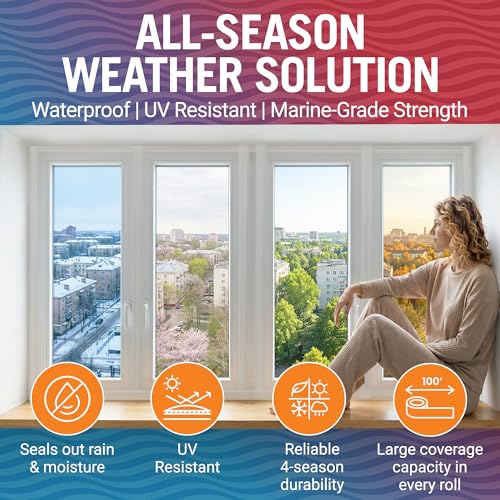 Window Sealing Tape Clear 2-Pack, 2 Inch x 100 FT Per Roll, Weather Seal - color: Clear, size: 2 Pack
