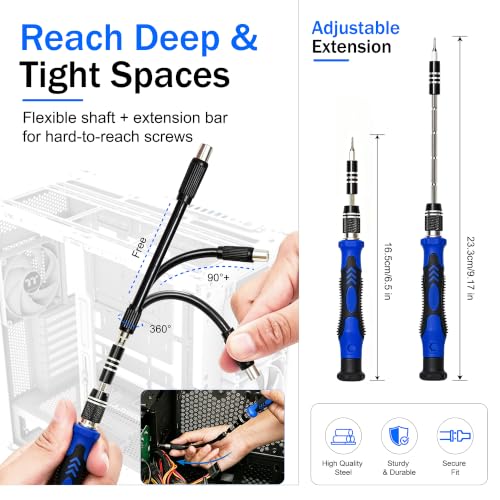Precision Screwdriver Set 142 in 1, Electronics Repair Tool Kit with 120 Magnetic Bits for iPhone MacBook Computer Laptop Tablet Smartphone Watch PS4 Xbox Nintendo ESD Tweezers Repair Bag