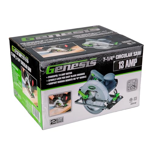 Genesis Circular Saw 13-Amp 7-1/4-In | 24T Carbide Tipped Blade, Rip Guide, Blade Wrench, Metal Blade Guard, Replaceable Brushes - style: 7 1/4" Circular Saw