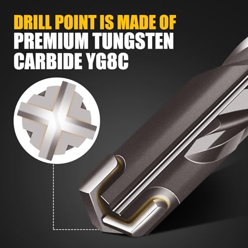 5/8x12 SDS-Plus Rotary Hammer Drill Bit, Carbide Tip 4-Cutter for Brick,Stone & Concrete, Packed of 2pcs. - size: 5/8x12" (2pcs)
