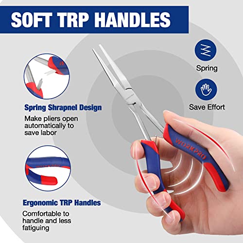 WORKPRO 3PCs Mini Pliers Set, Needle/Bent/Diagonal, 7"/6"/5.5"