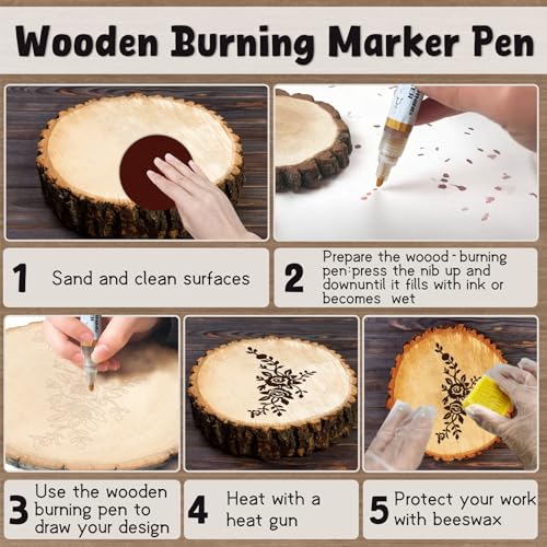 EIGTWEN 11pcs Wooden Burning Paste Kit, 4oz Heat-Activated Burn Gel
