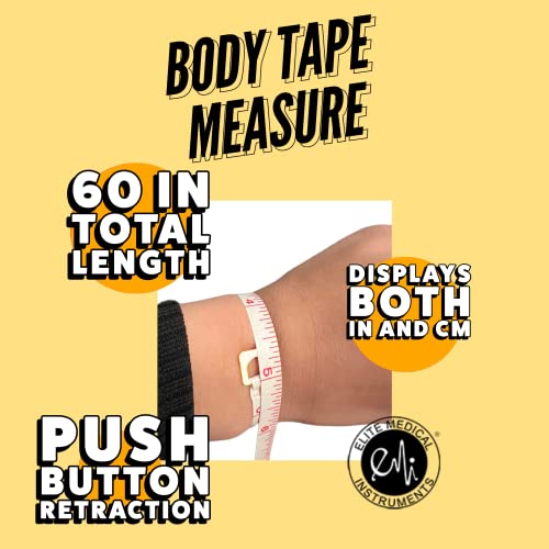 EMI Body Medical Retractable Soft Tape Measure with Dual-Scale in and CM - Measuring Tape for Body, Sewing, Tailoring, Fabric, Weight Loss & Medical Use- White EAM-400W - color: White