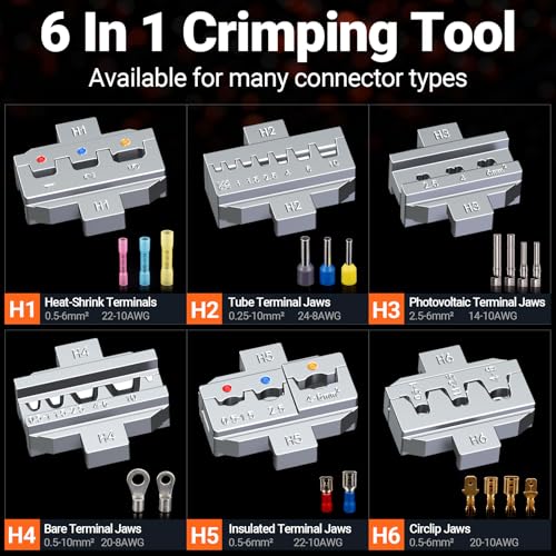 Preciva Crimping Tool Kit with 6PCS Crimping Die, Wire Stripper, 285PCS Terminals, for Heat Shrink, Insulated, Open Barrel, Ferrule, Circlip & Solar Connectors - size: 285