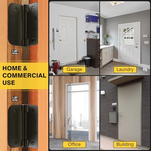 KOLET Self Closing Door Hinges, 4 x 4 Inches, Matte Black, 3 Pack - color: Matte Black