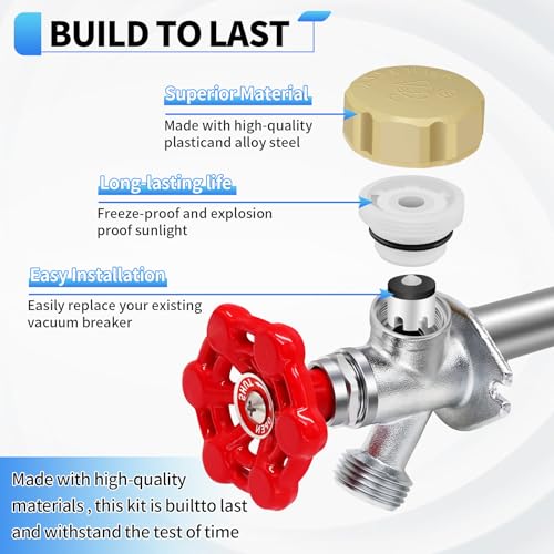 Boltigen Outdoor Faucet Repair Kit, ASSE 1019-A Vacuum Breaker Outside Faucet Repair Kit, Hose Bib Spigot Repair Kit for Anti-Siphon Frost-Free Sillcock Valves, Vacuum Breaker Replacement Kit - color: Yellow