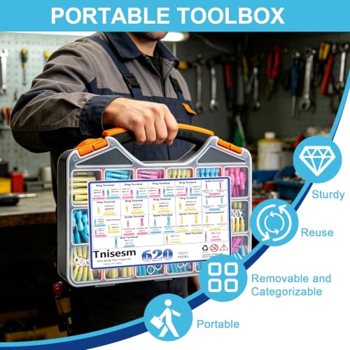 Tnisesm 620Pcs Marine Grade Heat Shrink Wire Connectors kit 22-10 AWG Electrical Connectors Ring, Ring Fork Spade Butt Splice Terminals - color: 620PCS, size: Heat shrink style