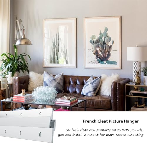 French Cleat Heavy Duty, Aluminum French Cleat, Headboard Wall Mounting Brackets with Screws, Heavy Mirror Mounting Hardware (30 Inch-1 Pair, Support 200 lbs) - size: 30inch-1Pair, style: Extra thick