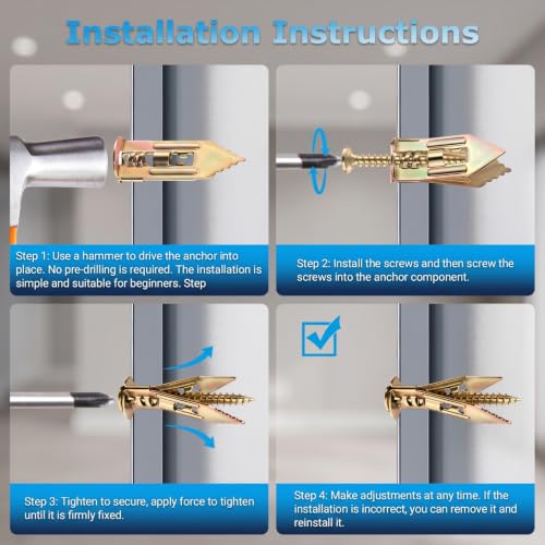 Self Drilling Drywall Anchors with Screws Kit, Sheetrock Anchors