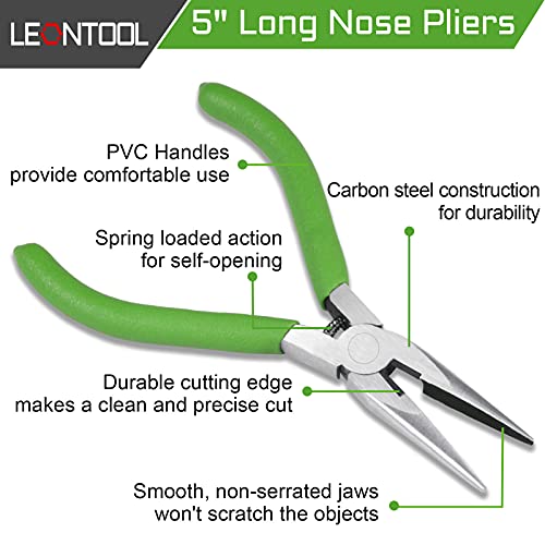 5.5-Inch Long Nose Pliers with Wire Cutter, Smooth Flat Jaws, Chain Nose Pliers for Jewelry Making and Repair - style: Long Nose Pliers Smooth Jaw