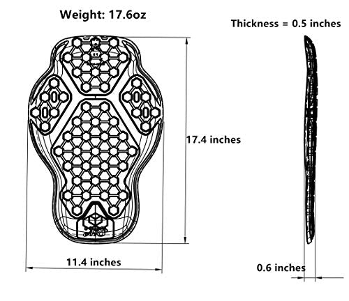 Surlim Back Protector CE Insert Armor Motorcycle Jacket Replacement Pads - size: Back