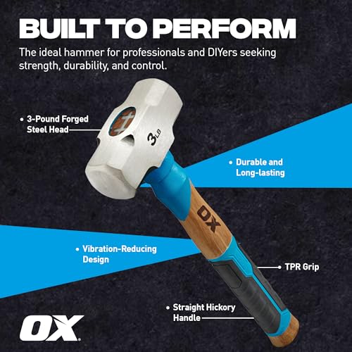 OX 3 lb Sledge Hammer - Mini Sledge with Hickory Handle - style: 3lb Club Hammer