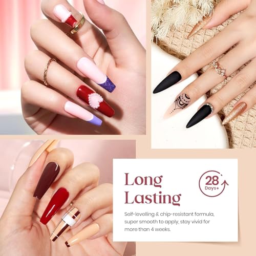 Beetles Gel Nail Polish Set 36 Colors Neutral Elegance Gel Polish Kit | Burgundy Red Blue Green Brown Gold Glitter Pink Gel with Base & Top Coat UV LED Needed Manicure Gifts for Women - color: 0- Neutral Elegance