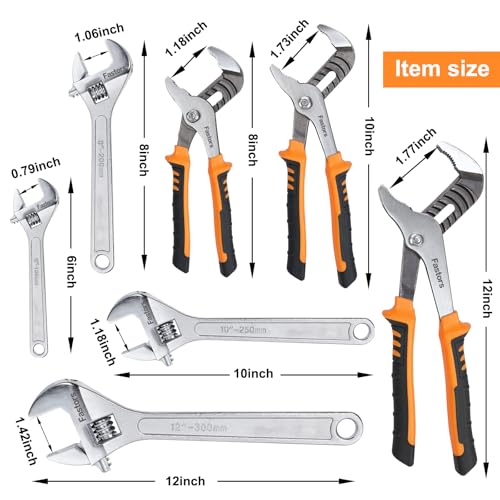 7-Pack Adjustable Wrench & Joint Pliers,Tongue and Groove Plier Set with Adjustable Wrench Set for Home Repair,Forged Steel Anti-Slip Comfortable Grip Handle
