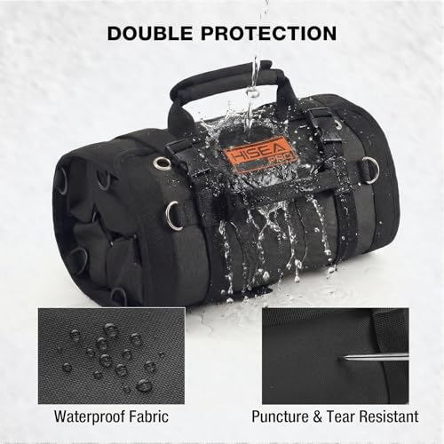 HISEA Roll Up Tool Bag Organizer, 27"*14" Portable Heavy Duty Tool Roll Bag - color: Black