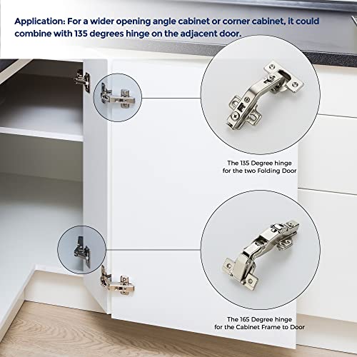 Ravinte Kitchen Cabinet Hinges,165 Degree Door Hinges, 1 Pairs 2 Pack - size: 165 Degree