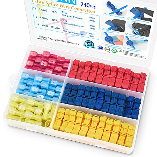 TICONN T Tap Wire Connectors, T Wire Quick Splice Connector, T Connectors for Wiring with Storage Case (240 Pcs) - style: 240 Pcs