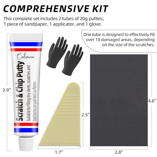 Calvana (2 Pack) 20g Car Body Filler Repair Kit, Automotive Putty Scratch Filler, Quick-Drying Formula for Minor Touch-ups, Ideal for Car Paint Scratch Removal and Rust, Includes Repair Tools - size: 2Pack