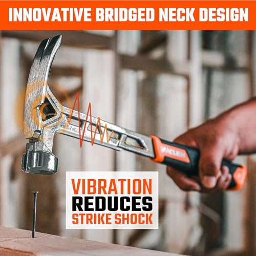 VANQUISH Framing Hammer 22oz One Piece Forged Straight Claw Hammer with Smooth Face & Shock Reduction Grip, Claw Hammer with Magnetic Nail Holder Side Nail Puller, 0630 - size: 22oz Smooth Face