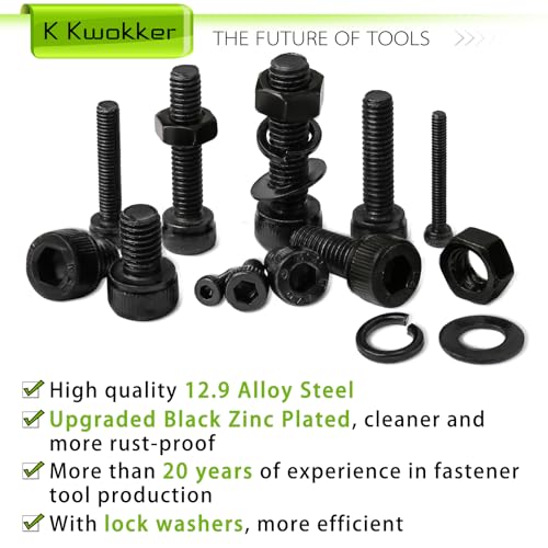 M2 M3 M4 M5 Hex Socket Bolt & Nut Assortment Kit, 2410Pcs - size: K. M2 M3 M4 M5