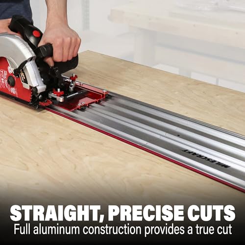Milescraft 1409 Track Saw Guide - Universal for 7-1/4" Circular Saws, 50" Cutting Range, 2" Depth, Aluminum