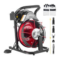 VEVOR Drain Cleaner Machine 50 FT x 5/16 Inch, Auto Feed Sewer Snake Auger with 4 Cutters & Air-Activated Foot Switch for 2" to 4" Pipes - style: 50 FT x 5/16''