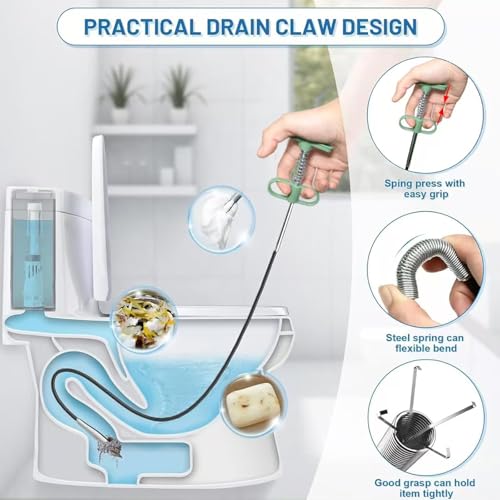 2-in-1 Drain Cleaning Kit, 33-Inch 4-Claw Grabber & 60-Inch Drain Brush - style: 60 IN