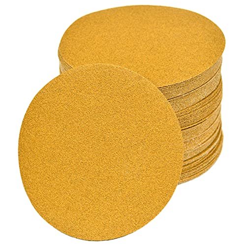 6-Inch No-Hole Hook and Loop Gold Sanding Discs 80-Grit, 100-Pack - size: 80 Grit