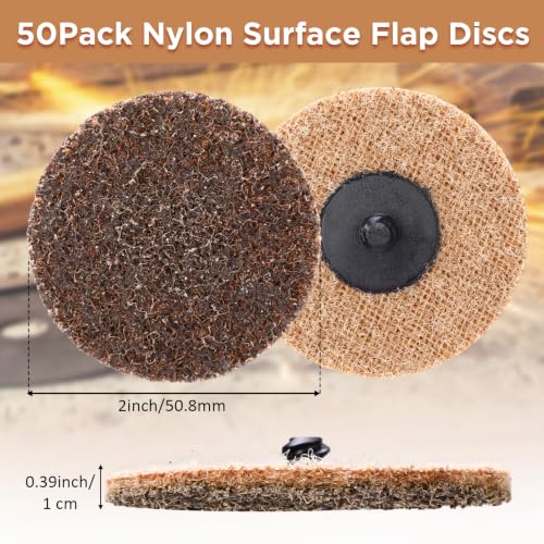 50 Pcs 2 Inch Sanding Discs Khaki Quick Change Sanding Discs Nylon Surface Conditioning Grinder Wheels for Angle Grinder, Stock and Rust Removal, Grinding, Deburring - color: Khaki, size: 2 Inch