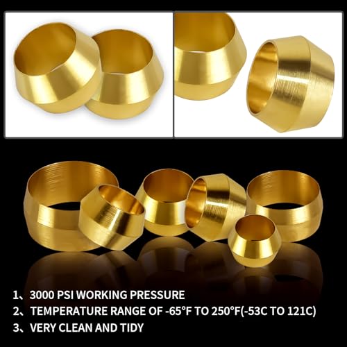 MuHize 50PCS 3/16" OD Brass Compression Sleeve Ferrules - color: 50 pcs, size: 3/16 Inch