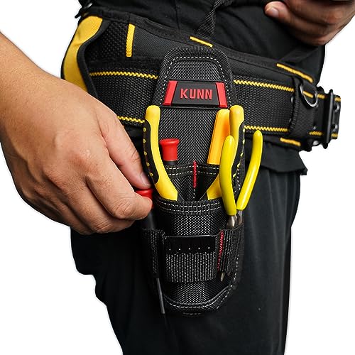 KUNN Construction Tool Holder Small Electrician's Tool Pouch for Tool Belt - color: Red-2 Pack