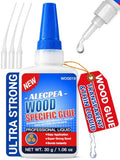 ALECPEA Wood Glue, Thin CA Glue for Wood, 30g with 3 Droppers | Fast 15 Second Set, 12-Hour Full Cure, Deep-Grain Flow For Furniture, Models, Crafts, And Bamboo - color: Wood Glue