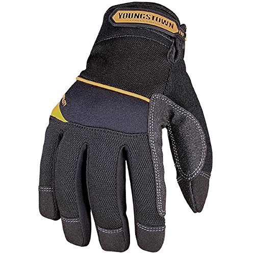 Youngstown Glove General Utility Plus Work Mechanic Gloves- Heavy Duty, Durable, Washable - Black - size: Large