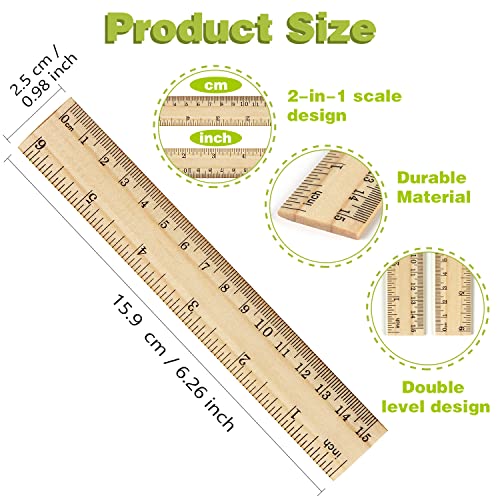 ZZTX 3 Pack Wooden Ruler 6 Inch（15 cm) - color: 3 Pack, 6 Inch
