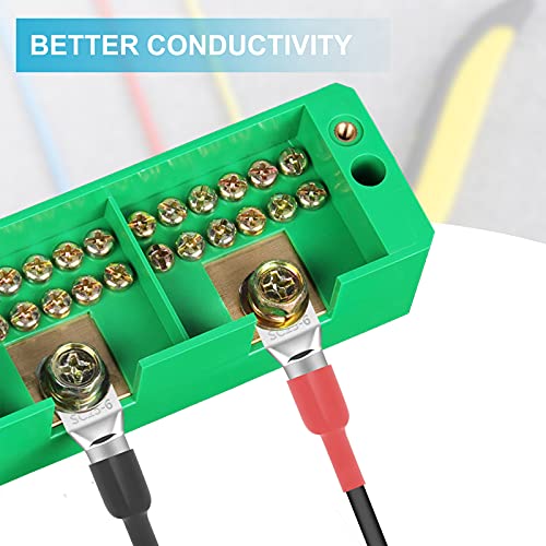 132PCS 4 6 8 10 Gauge Copper Lugs,Battery Cable Lugs,Wire Connectors - color: 4-10AWG(Tinned Copper)