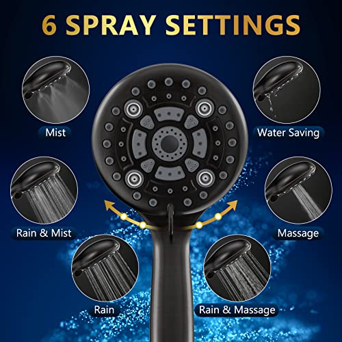 6 Spray Modes High Pressure Handheld Showerhead Set Upgraded - color: Oil Rubbed Bronze