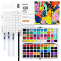 Grabie Watercolor Paint Set of 100 Color with Brush Pens - color: 100 Colors